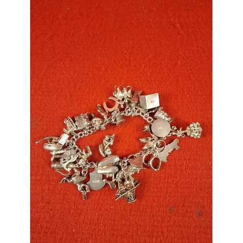 101 - Hallmarked silver charm bracelet 110 grams