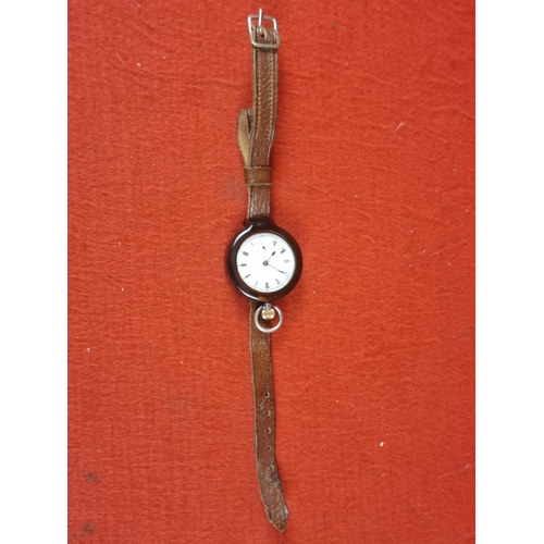 103 - Ladies silver pocket watch with original bakelite case