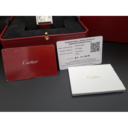 106 - Cartier Tank Must XL watch with original box and paperwork, serial number 775148AX. Only been worn o... 