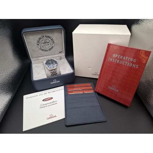 107 - Omega Seamaster 007 40th anniversary limited edition watch in original box and paperwork. Watch numb... 