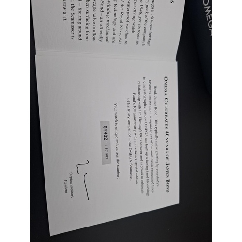 107 - Omega Seamaster 007 40th anniversary limited edition watch in original box and paperwork. Watch numb... 
