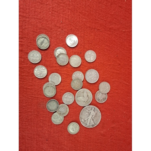 113 - Collection of half silver coins some American 53.9 grams