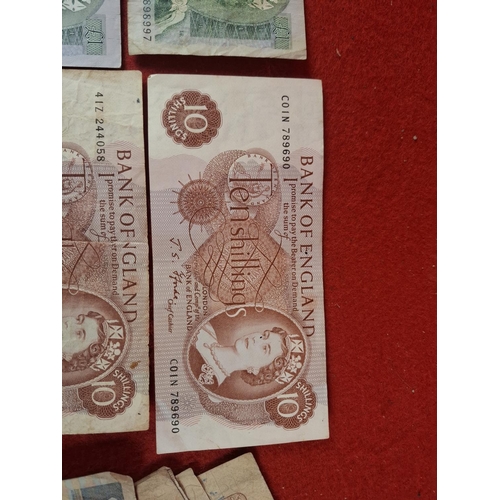 118 - Collection of various banknotes incuding COIN serial number Ten Shilling note
