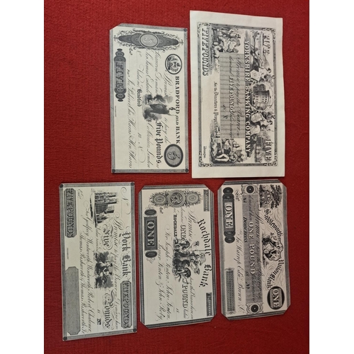 119 - Collection of 5 limited edition bank notes printed from original proofs in black in a limited and nu... 