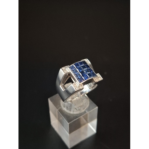 82 - stunning 18ct white gold sapphire and diamond ring. 16 sapphires and 12 diamonds Size N weight 12.6 ... 