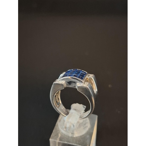 82 - stunning 18ct white gold sapphire and diamond ring. 16 sapphires and 12 diamonds Size N weight 12.6 ... 
