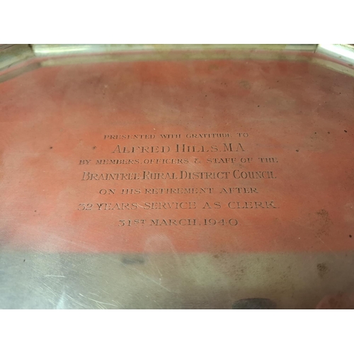 86 - Silver hallmarked tray 784 grams Sheffield 1963