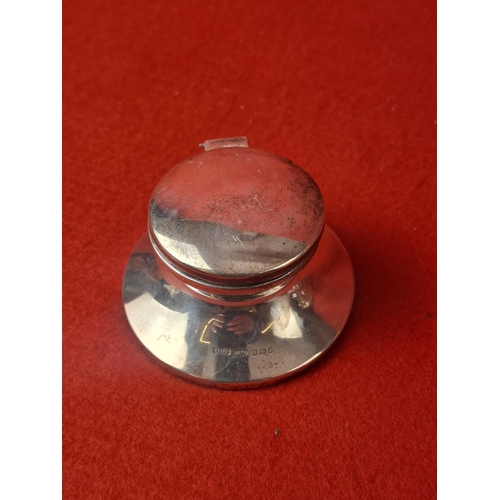 96 - Silver hallmarked inkwell 103 grams filled Birmingham