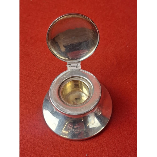 96 - Silver hallmarked inkwell 103 grams filled Birmingham