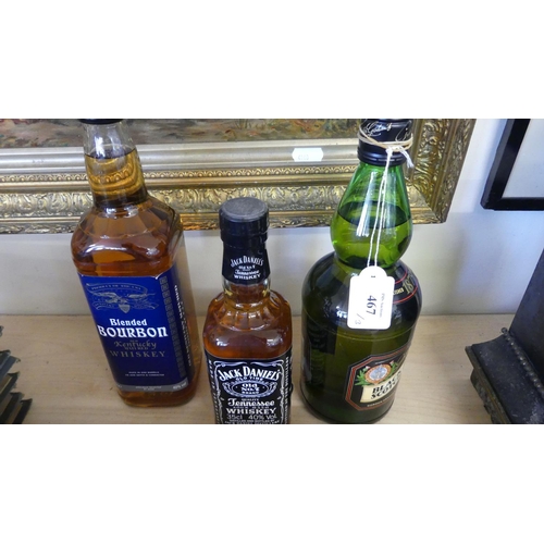 467 - Bottle of Blended Bourbon, JD Whisky & Black Bottle Scotch Whisky