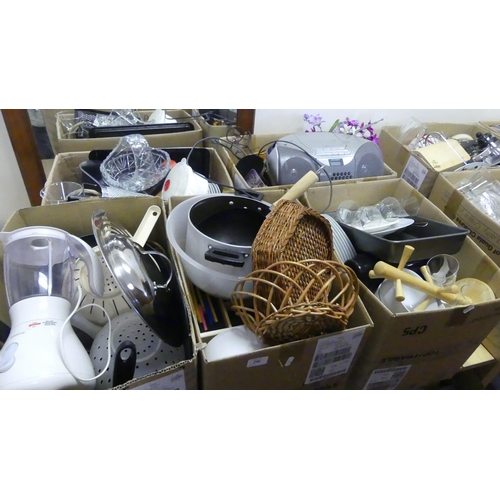 290 - Five Boxes of Kitchenware, Ornaments etc