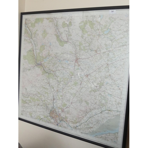 309 - Framed OS Map, Perth & Kinross