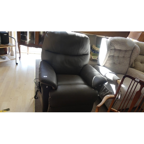 326 - Brown Leather Electric Recliner