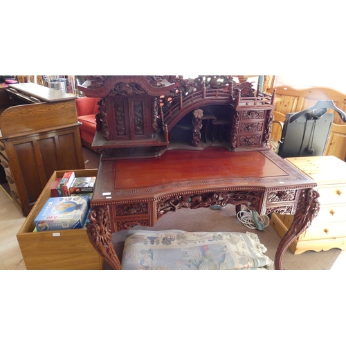 389 - Heavy Carved Chinese Writing Desk