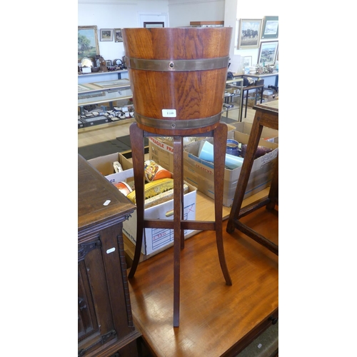 1109 - Brass Bound Mahogany Planter on Oak Base R.A. Lister & Co