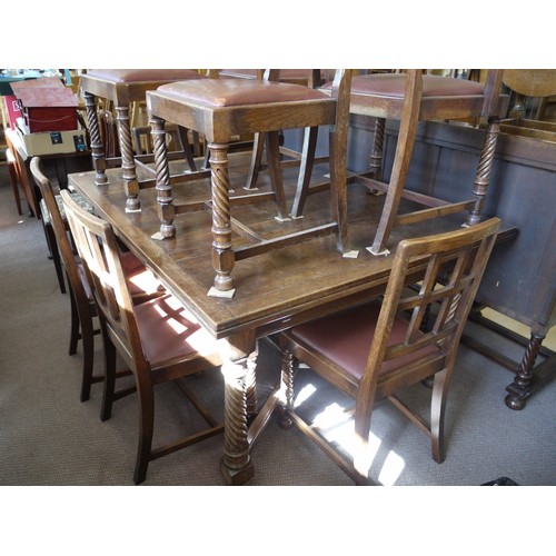 337 - Oak Dining Table Room Suite, Sideboard, Table and 8 Chairs