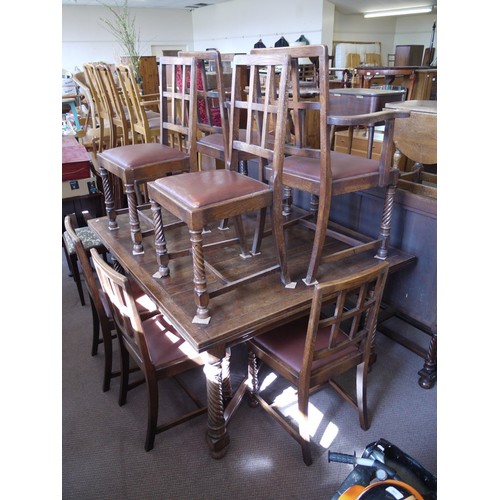 337 - Oak Dining Table Room Suite, Sideboard, Table and 8 Chairs