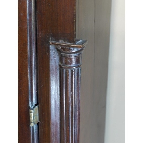 1120 - Tall Irish Carved Mahogany Longcase Clock with Brass Dial By Dublin Maker George Furnace, the Hood c... 