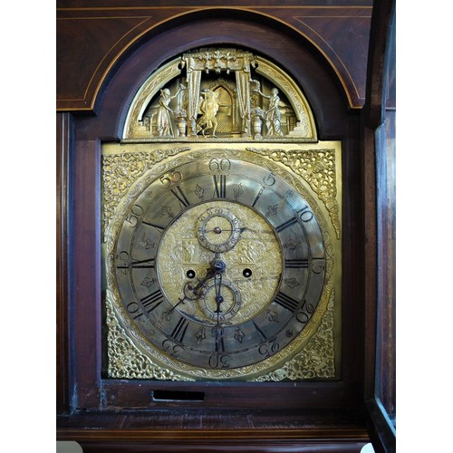 1121 - Mahogany Inlaid Longcase Clock, Brass Dial
By J Fulton of Stirling