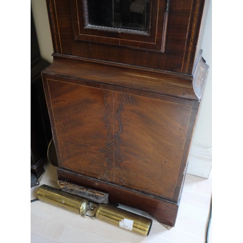 1121 - Mahogany Inlaid Longcase Clock, Brass Dial
By J Fulton of Stirling