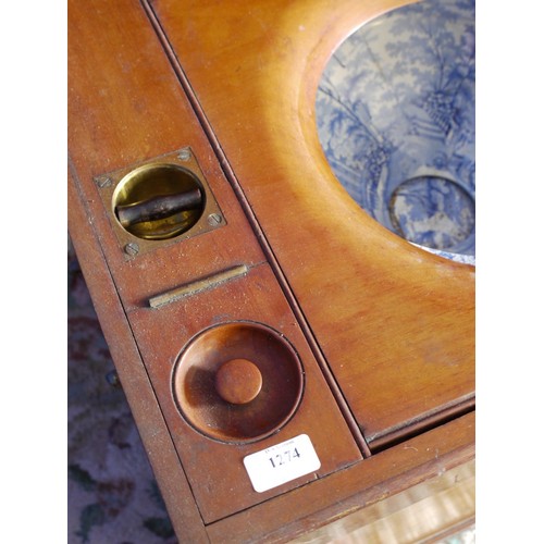 1274 - Mahogany Commode with B & W Basin