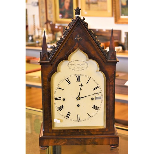 670 - Large Antique Bracket Clock by George Allen, Red Lion Passage, London. The Spire Shaped Pediment, wh... 