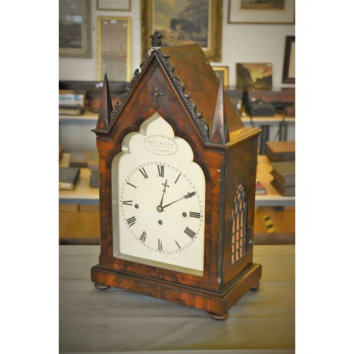 670 - Large Antique Bracket Clock by George Allen, Red Lion Passage, London. The Spire Shaped Pediment, wh... 