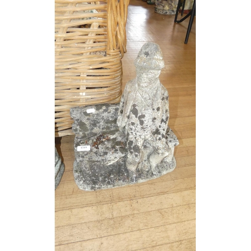 1215 - Reconstituted Stone Figure on Bench