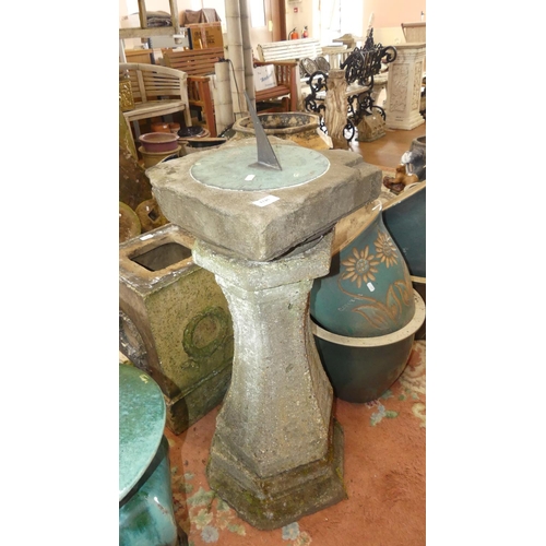 1245 - Sandstone Sun Dial on Reconstituted Stone Pedestal
