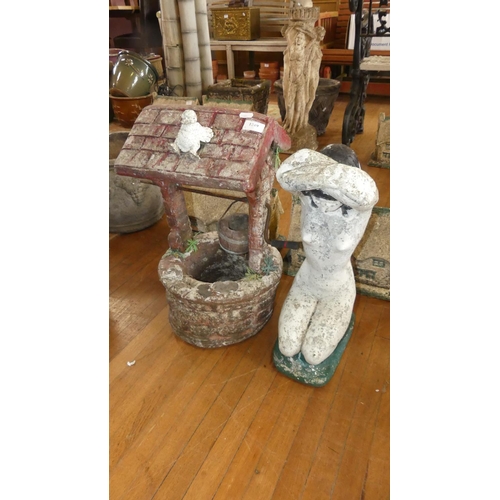 1249 - Reconstituted Stone Wishing Well & Figure