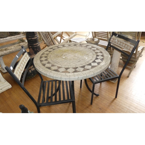 1251 - Mosaic Patio Table & 2 Chairs