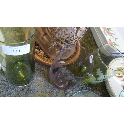Three Engraved Caithness Glass Vases.