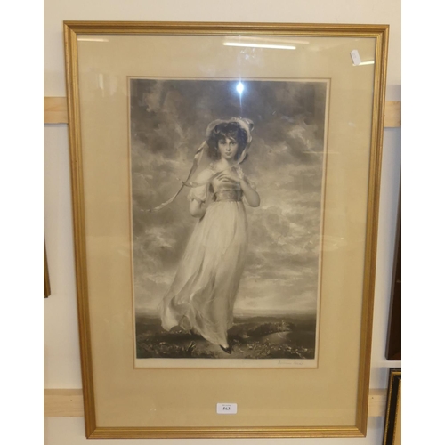 563 - Signed Monochrome Print of Lady Nairn by Norman Hirst after Henry Raeburn, measuring approx 33 x 50c... 