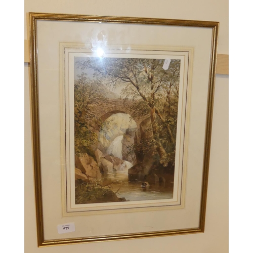 579 - Framed Watercolour - Highland River Scene by Cornelius Pearson, measuring approx 22 x 32cm.