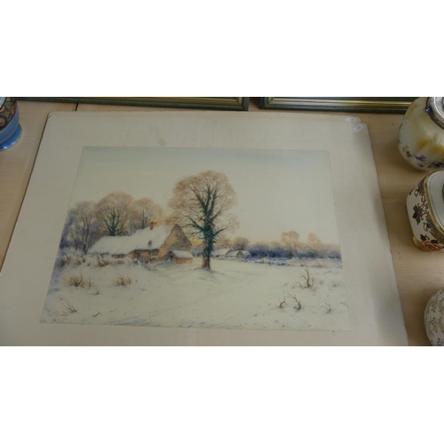 584 - Three Unframed Watercolours Signed Baker measuring 53 x 37cm.