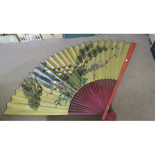 585 - Large Japanese Handpainted Paper Fan.