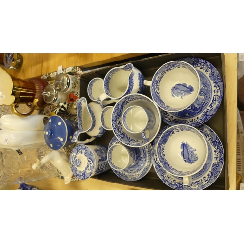 611 - Tray Lot - Spode Italian Design Cups & Saucers, Preserve, Jug etc.