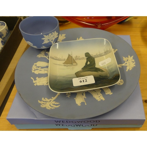 612 - Collection of Wedgwood Blue Jasper & Copenhagen Dish.