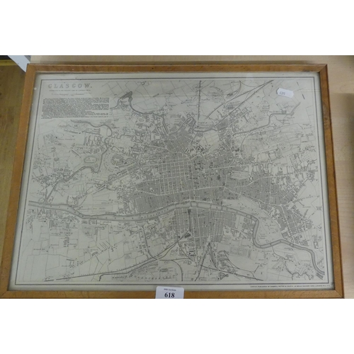 618 - Vintage Map of Glasgow by J Dower, measuring approx 43 x 31cm.