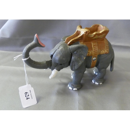 624 - Reproduction Cast Iron Iron Elephant Money Bank.