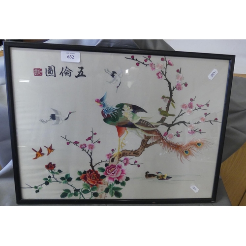 632 - Framed Chinese Embroidered Panel.