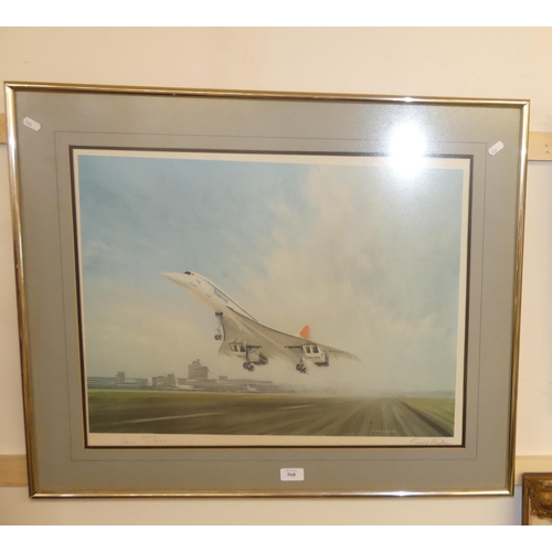 568 - Framed Print - Concorde Signed Brian Trubshaw & Coulson, measuring 59 x 44cm.