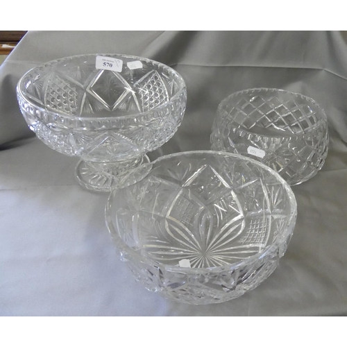 570 - Three Crystal Fruit Bowls.