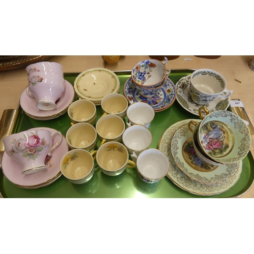 607 - Tray Lot - Trios, Part Tea Sets etc.