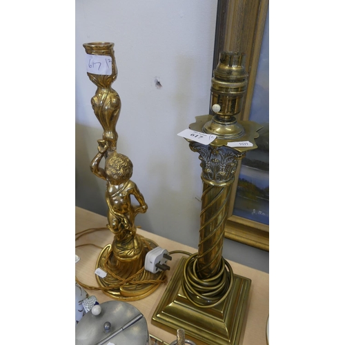 617 - Two Brass Table Lamps.