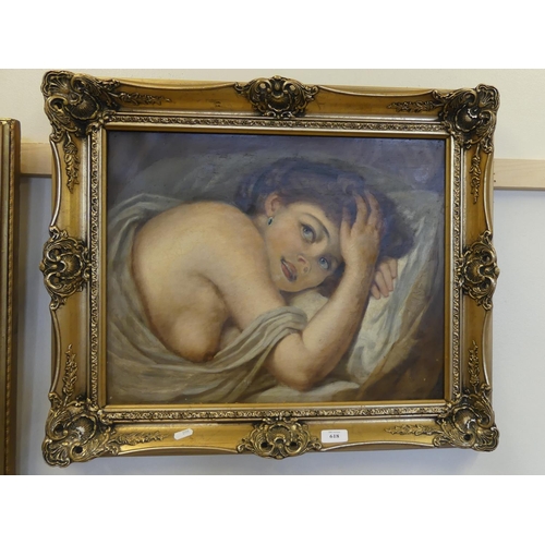 618 - Framed Oil Painting - Semi Nude, Unsigned, measuring approx 50 x 40cm.