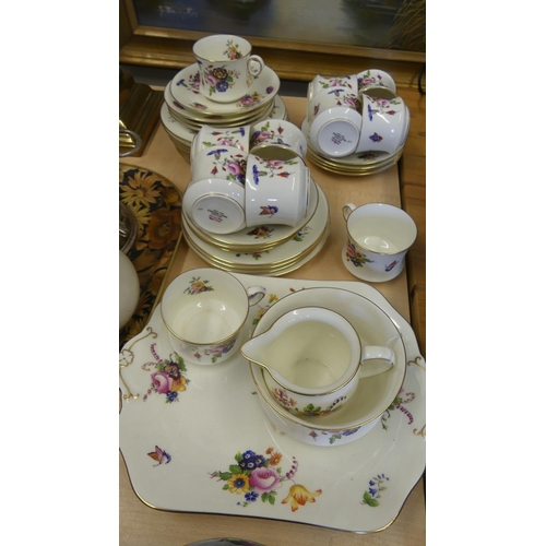 620 - Cauldon Bone China Tea Set - colourful floral & gilt.