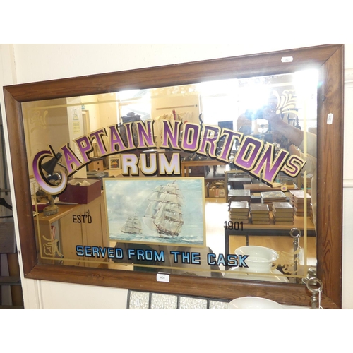 626 - Reproduction Pub Mirror, Captain Norton's Rum, measuring approx 85 x 54cm.