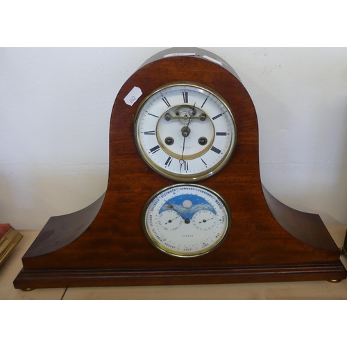 643 - Mahogany Mantel Clock, Potonie Lyon Paris, White Enamel Dial with Roman Numerals above a Subsidiary ... 