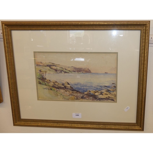 646 - Framed Watercolour, Coastal Scene, Signed N. S. McCreedy, measuring approx 33 x 19cm.